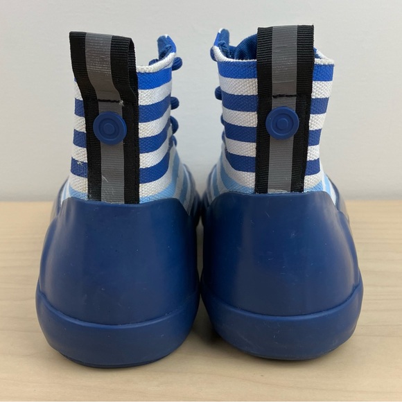 Hunter Kids Size 5.0 Target Blue & White Striped Rain Ankle Boots Lace Up - Picture 7 of 11
